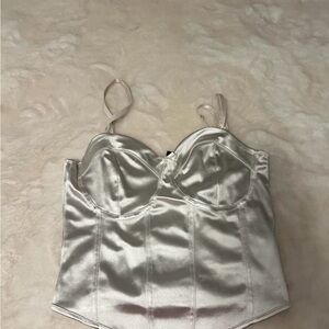 Forever 21 Silver Satin Bustier Crop Top